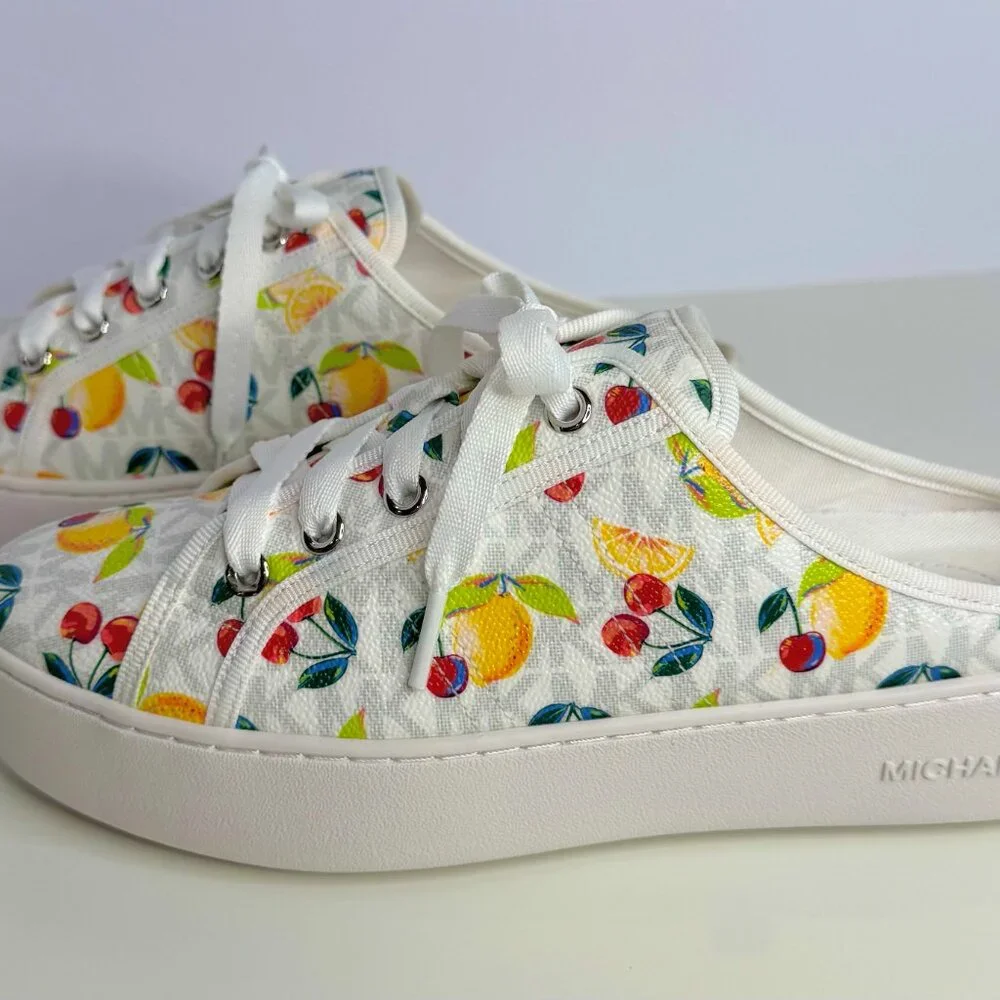 Michael Kors Poppy Fruit Print Logo Slip-On Sneaker Women's 8 - Picture 4 of 9